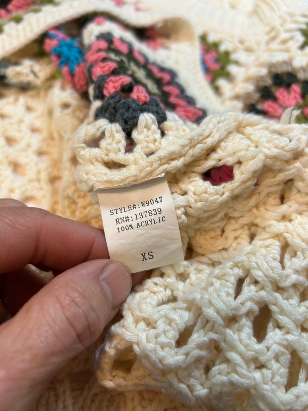 Patchwork Indie Crochet Granny Square Openknit XS Boho Cottagecore Fairy Sweater - Picture 5 of 9
